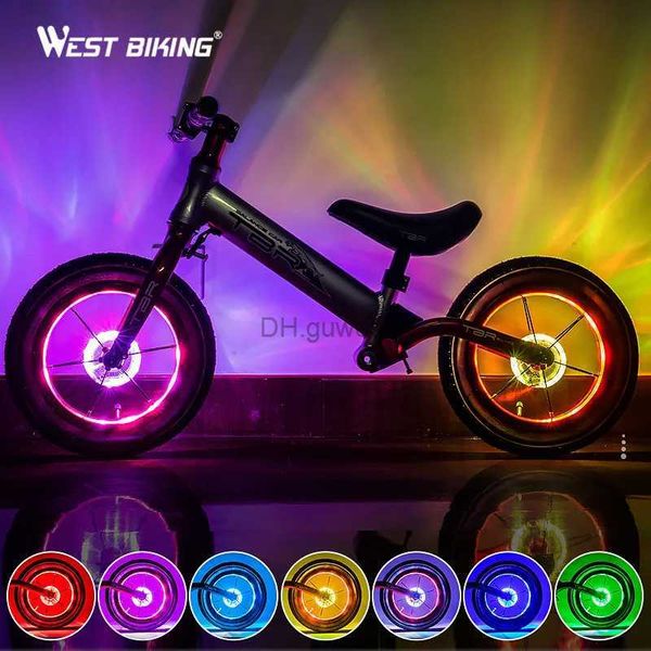 Outros acessórios de iluminação Smart LED Bicicleta Roda Luz Bicicleta Frente Cauda Hub Falou Uma Lâmpada Com 7 Cores 18 Modos Recarregável Kids Balance Bike Light YQ240205