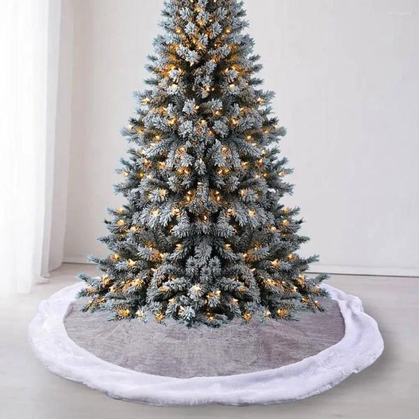 Decorazioni natalizie Gonna per albero in peluche grigio bianco Velluto Allegro Stampa di lettere cucite colorate Facile per