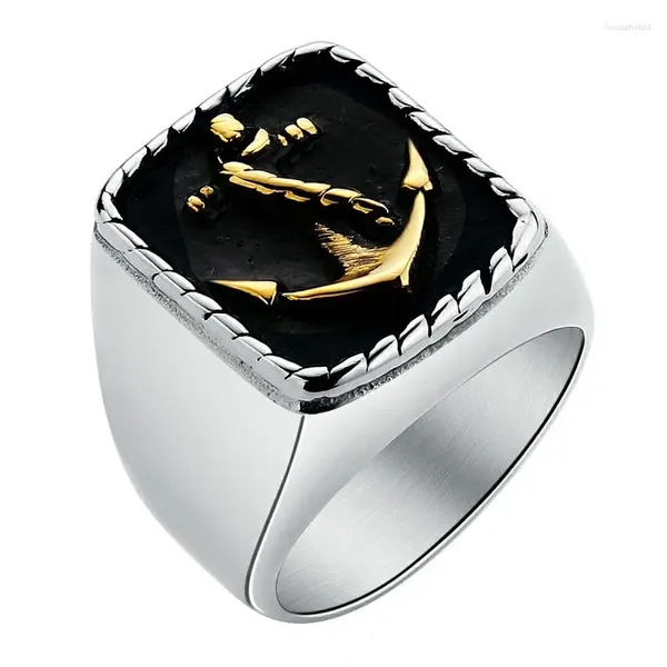 Cluster Ringe Solide Anker Ring 316L Edelstahl Schmuck Männer Jungen Cool Ocean Navy Army Mann Großhandel