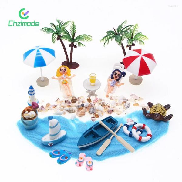 Figurine decorative Mini set da spiaggia Modello in miniatura Ornamento Casa delle bambole Modelli in scala oceano estivo Simulazione Scena Po Decorazione Puntelli