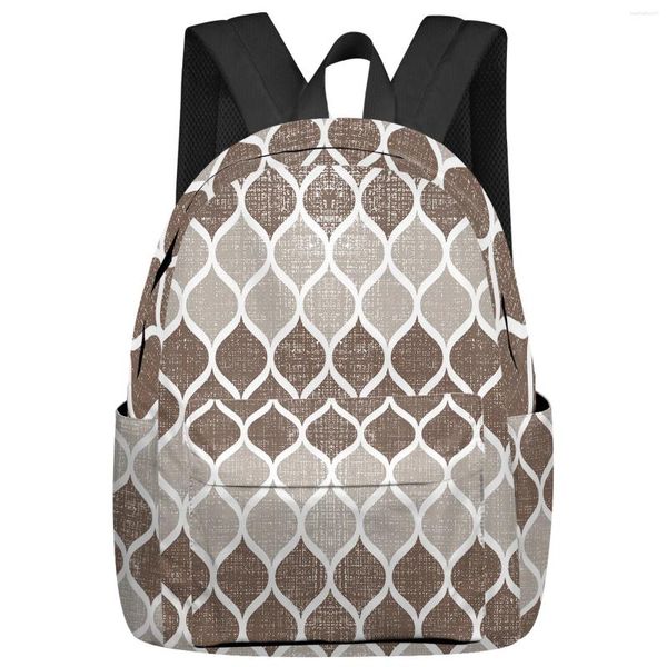 Rucksack Mittelalterlich Geometrisch Braun Khaki Retro Damen Herren Rucksäcke Wasserdicht Schule Für Schüler Jungen Mädchen Laptoptaschen Mochilas