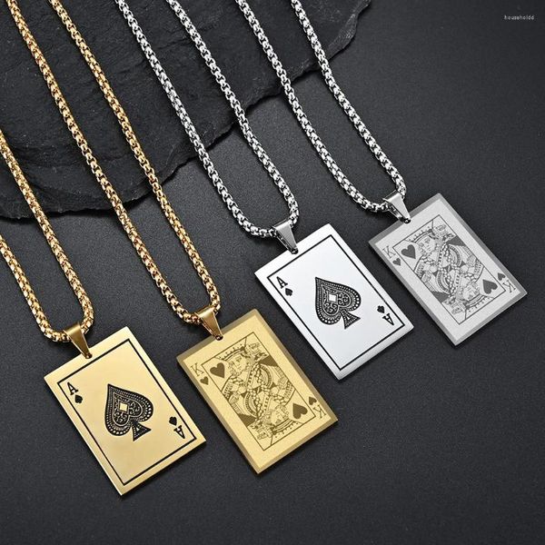 Ketten Poker King Spades Hearts K Edelstahl Männer Frauen Halsketten Anhänger Kette Trendy Modeschmuck Kreativität Geschenk Großhandel