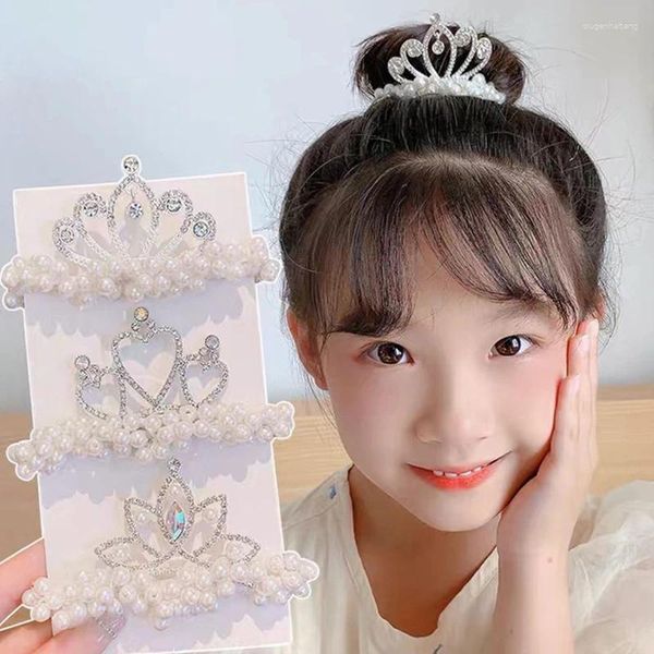 Acessórios de cabelo Crianças Coroa Tiara Princesa Cabeça Corda Coreana Meninas Pearl Bands Scrunchies Laços