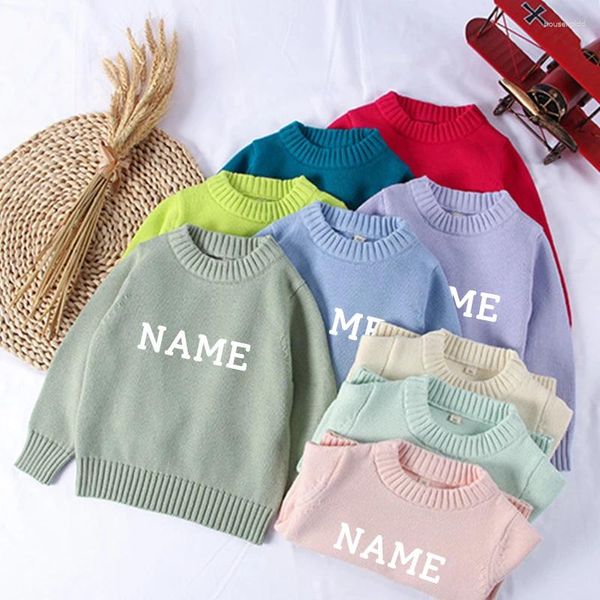 Set di abbigliamento Completi per maglioni invernali Set di vestiti per neonate Nome personalizzato Ricamo Body in lana Manica lunga Babi Ragazzi Molti colori