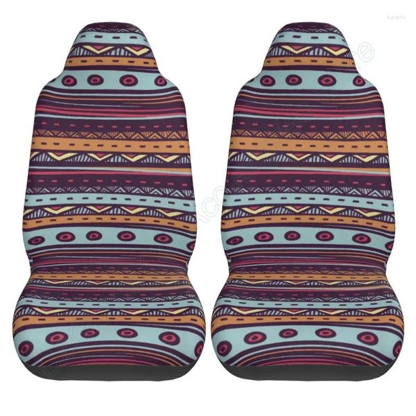 Coprisedili per auto Coperta da sella Baja a strisce colorate in tessuto Secchio universale di 2 set di coperture con motivo azteco