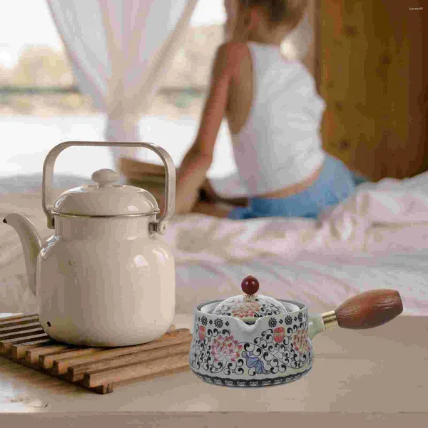 Louça conjuntos de chá infusor cerâmica bule chaleira bules único vintage alça lateral teaware viagem