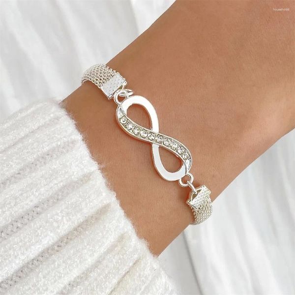 Charm Armbänder FNIO Mode Kristall Unendlichkeit Armband Damenschmuck 8 Nummer Anhänger Blange für Liebhaber Freund Frauen Geschenke