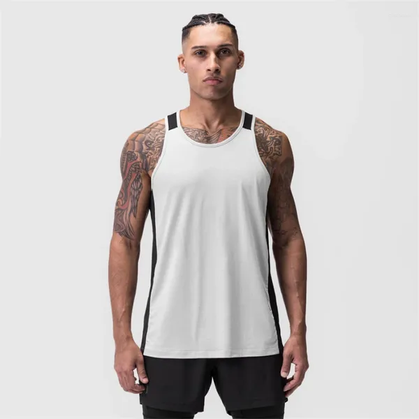 Herren Tank Tops Mesh Splice Workout Fitness Bodybuilding Ärmelloses Shirt Kleidung Sport Singlet Weste 2024 Männer Top Gym Unterhemd