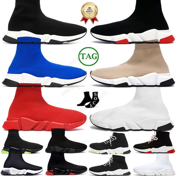 Orijinal Hız Eğitmeni Boost Erkek Kadın Socks Ayakkabı Tasarımcısı Paris Clearsole Kırmızı Mavi Üçlü Beyaz Beyaz Platform Tenis Tenis Up Sports Runner