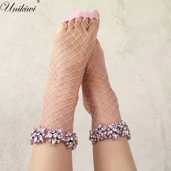 5 cores. Harajuku feminino colorido glitter estrela de cinco pontas strass fishnet meias. sexy senhora malha redes estrelas tornozelo meias sox 240124