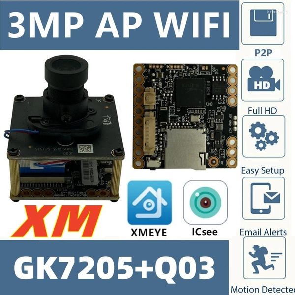 Drahtloses WIFI 3MP GK7205 Q03 2304 1296 IP-Kamera-Modulplatine, unterstützt 128G Mini-SD-Karte, Zwei-Wege-Audio, IRC, P2P, Cloud, ICsee