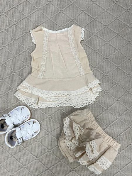 Set di abbigliamento 0-4 anni Neonate Abiti in pizzo Abiti senza maniche Principessa Party Canotte Tutu Pantaloncini 2 pezzi Estate Abiti per bambini