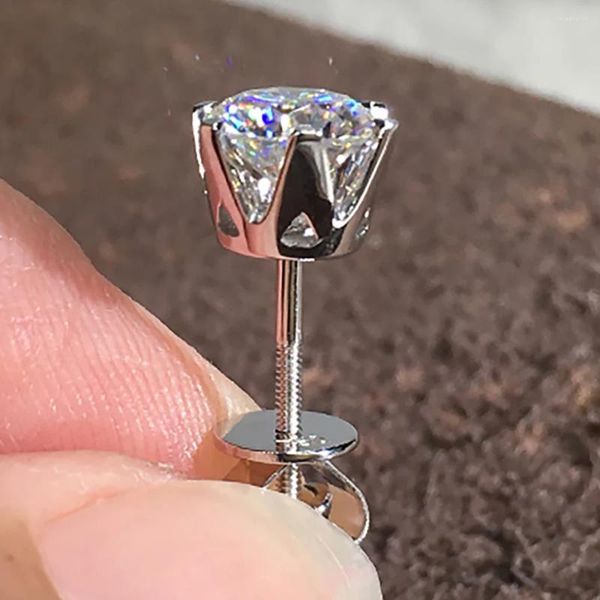 Ohrstecker aus 18 Karat Weißgold für Damen, Krone, 0,5, 1, 2, 3 Karat, runder Moissanit-Diamant, Geschenk für Hochzeit, Jahrestag, Verlobung, Party