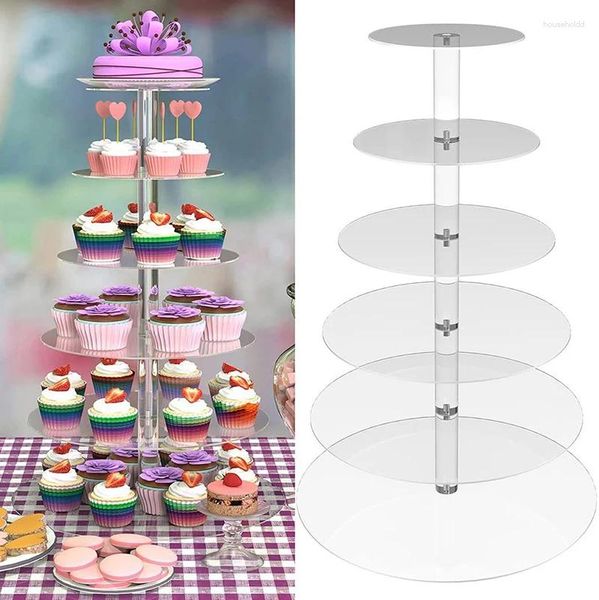 Strumenti Bakeware 3/4/5/6/7 livelli acrilico supporto per torta nuziale tazza di cristallo espositore supporto per cupcake piastra decorazione festa di compleanno stand