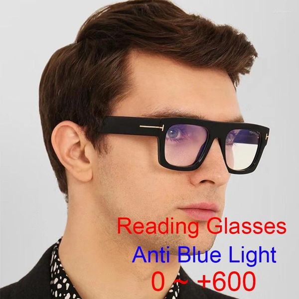 Sonnenbrille Big Square Anti Blue Light Lesebrille Optische Computer Luxusmarke Brillen für Männer Übergroßer schwarzer Rahmen 2 3