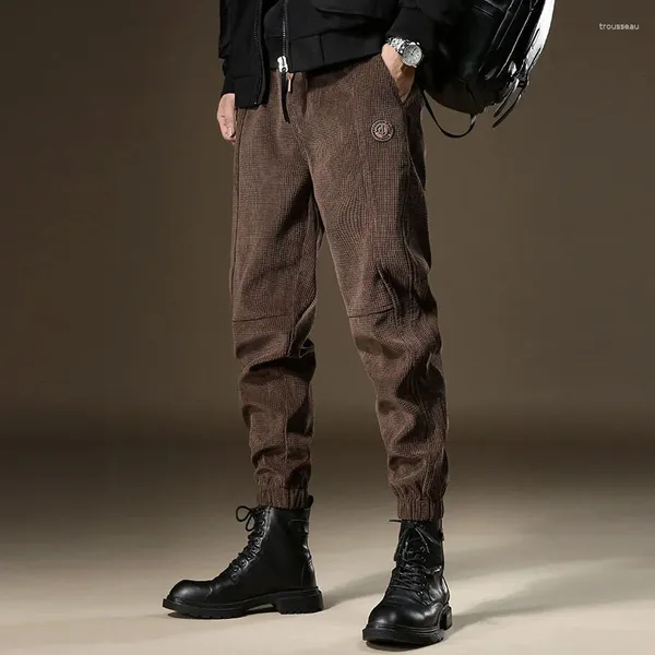 Calças masculinas de pelúcia outono inverno casual vintage marrom veludo moda leggings primavera harun calças esportivas