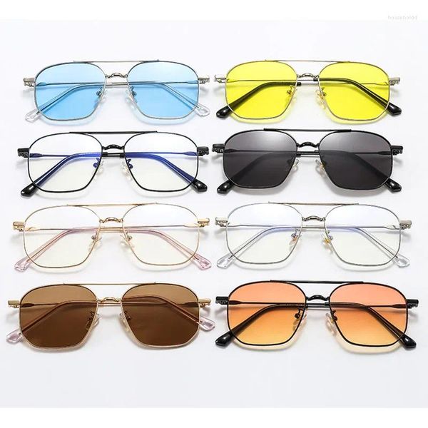 Sonnenbrille Korean Fashion Double Beam Ocean Piece Cross Border Metallbrille Anti-Ultraviolett für Erwachsene