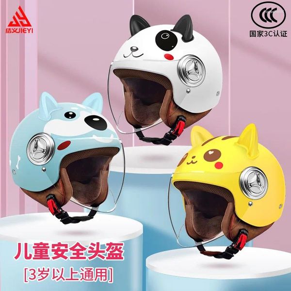 Мотоциклетные шлемы, сертифицированный 3C, защитный шлем для электромобилей, детский всесезонный теплый полузимний мультфильм с героями мультфильмов
