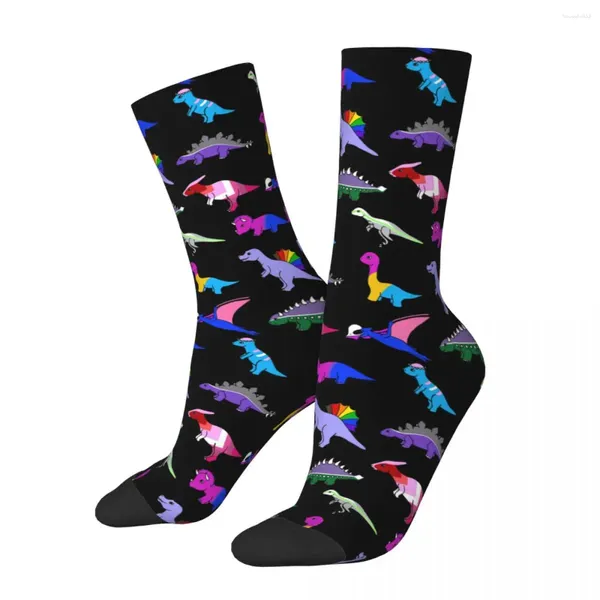 Herrensocken, lustige verrückte Socken für Männer, Stolz, LGBT, Homosexuell, Hip Hop, Harajuku, Dinosaurier, glücklich, Qualitätsmuster, bedruckt, für Jungen, Crew, lässiges Geschenk