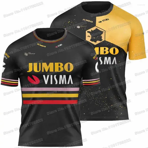 T-shirt da uomo 2024 Team Jumbo Visma TDF Abbigliamento da ciclismo Camicia tecnica da esterno Francia Tour Training Maglie da corsa MTB Sportswear