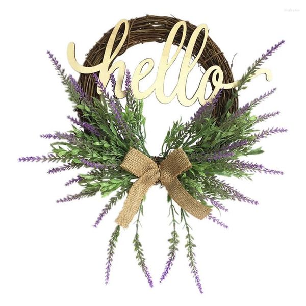 Fiori decorativi Ghirlanda in rattan naturale Decorazione murale Fai da te Ornamenti per porte con fiori di lavanda per appendere feste di compleanno di nozze