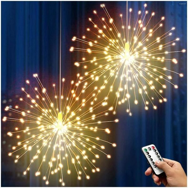 Decorazione per feste Confezione da 1 luce per fuochi d'artificio 8 modalità Luci da fata alimentate a batteria con telecomando natalizio sospeso per giardino