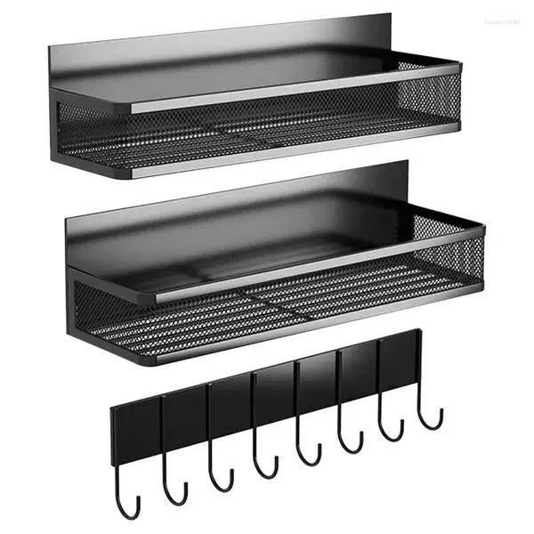 Küche Lagerung magnetische Gewürzregal Regal für Kühlschrank moderne hängende Metall mit 8 Kleiderbügeln Handtuch Gläser Halter