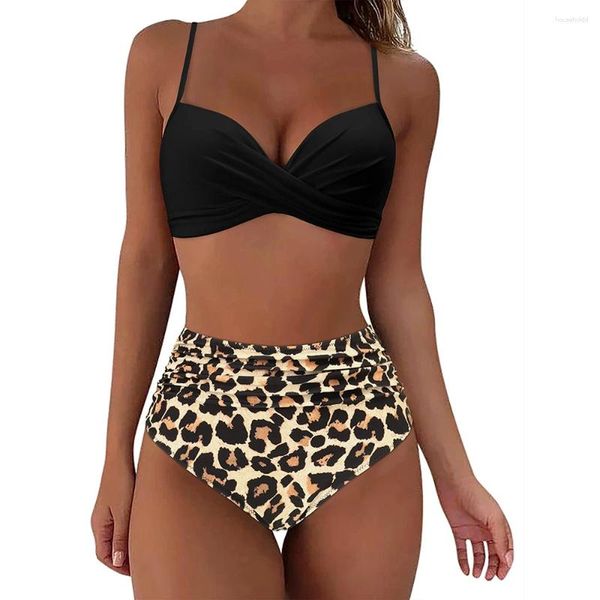 Mulheres de banho vintage cintura alta biquinis 2024 mulheres push up impresso maiô feminino beachwear verão banhistas natação terno