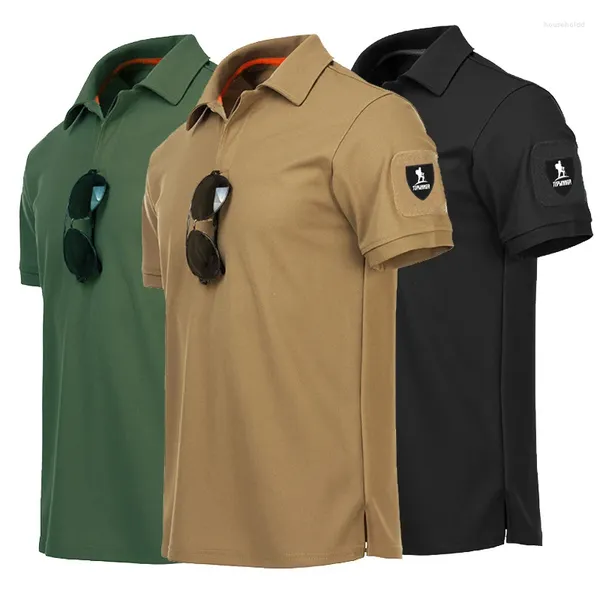 Polos masculinos 2024 camisa polo bordada de secagem rápida verão personalizado plus size uniforme militar tático sapatos planos camiseta do exército