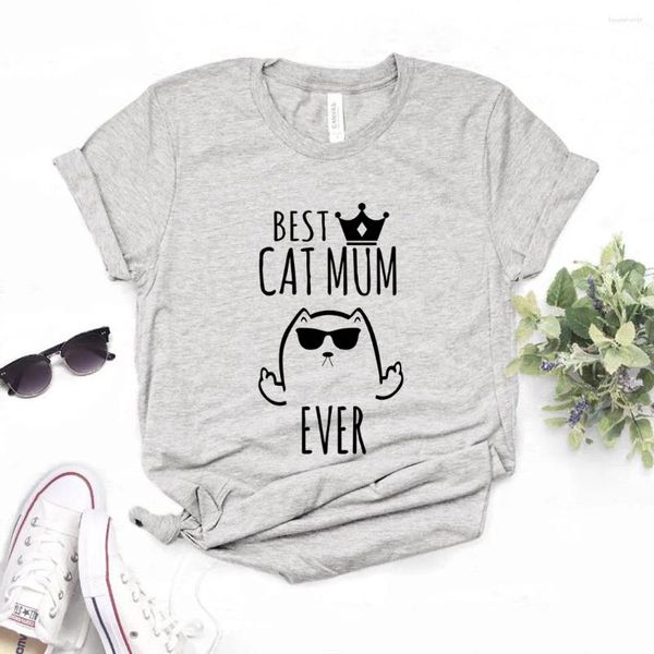 T-shirt da donna Cat Mom Stampa T-shirt da donna in cotone Casual Camicia divertente per Lady Yong Girl Top Tee Hipster FS-592