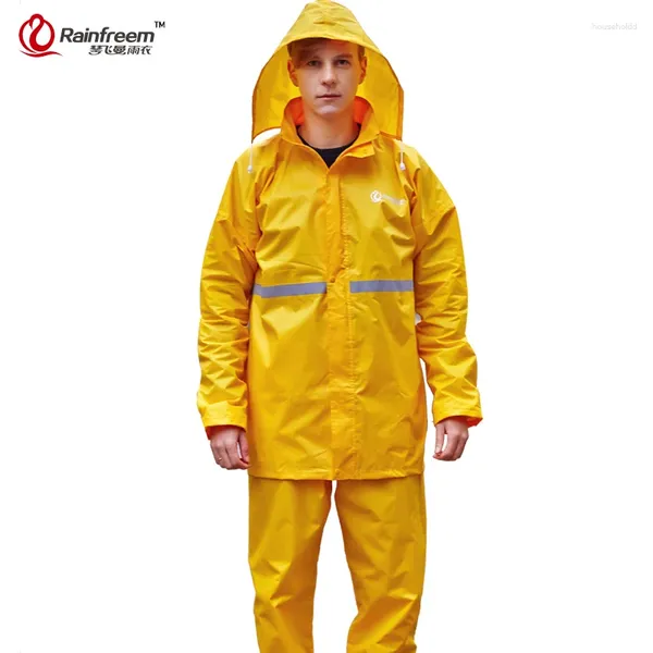 Regenmäntel Rainfreem Doppelschichtiger undurchlässiger Regenmantel Damen/Herren Regenmantel Anzüge Outdoor Damen Motorrad Regenbekleidung Gear Poncho