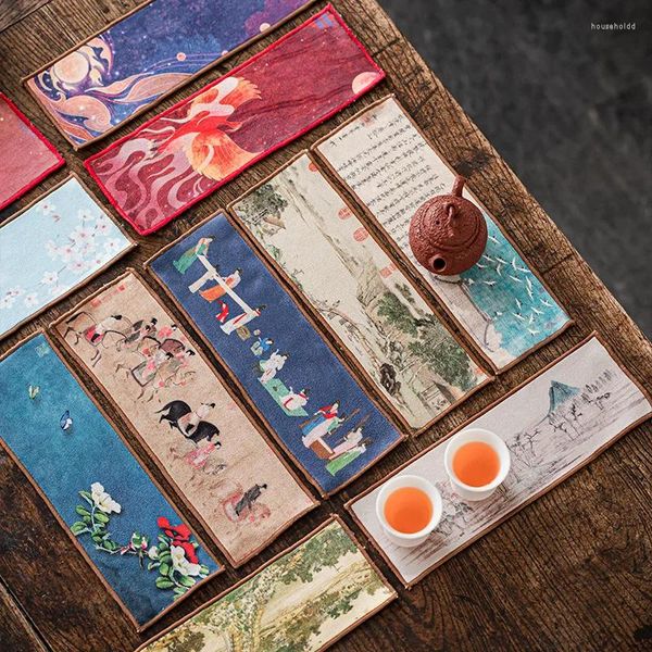 Guardanapos de chá clássico chinês pintado conjunto toalha guardanapo placemat coaster utensílios de mesa pano decoração algodão veludo tapete absorvente
