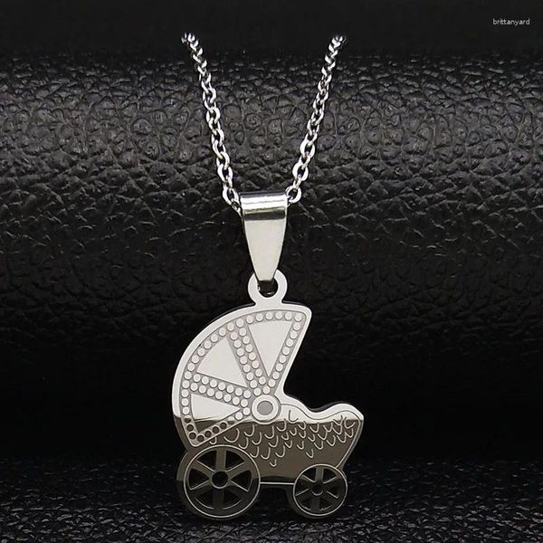 Anhänger Halsketten Mode Kinderwagen Edelstahl Frauen Silber Farbe Aussage Halskette Schmuck Colgantes Mujer Moda N188S07