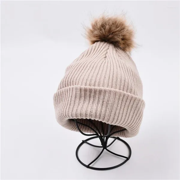 Bonés de bola feitos sob encomenda outono e inverno boné de lã hexagonal chapéus de malha para homens mulheres moda personalidade feminina pele pom poms chapéu