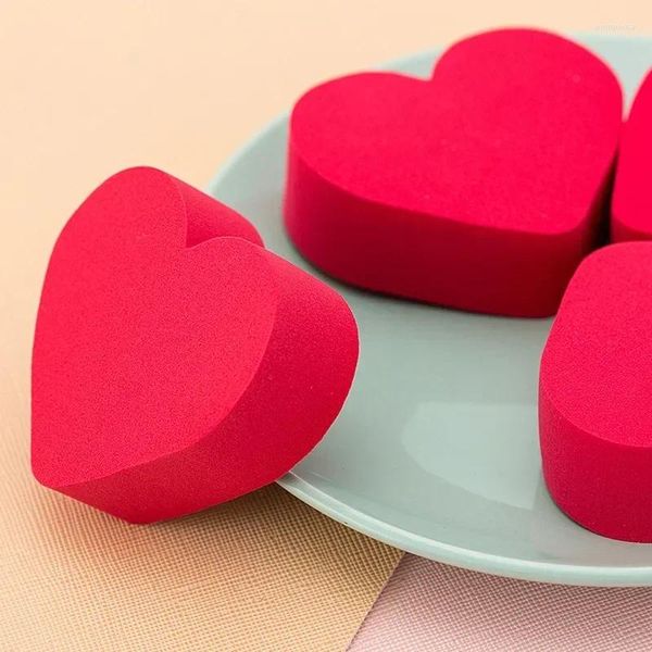 Esponjas de maquiagem rosa coração vermelho pequena esponja macia sopro molhado e seco dupla utilização base líquida beleza ferramentas cosméticas portáteis
