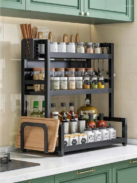 Küche Lagerung Gewürz Rack Carbon Stahl Verdickt Gewürz Stäbchen Trocknen Regal Organizer Messer Glas Haushalts Zubehör