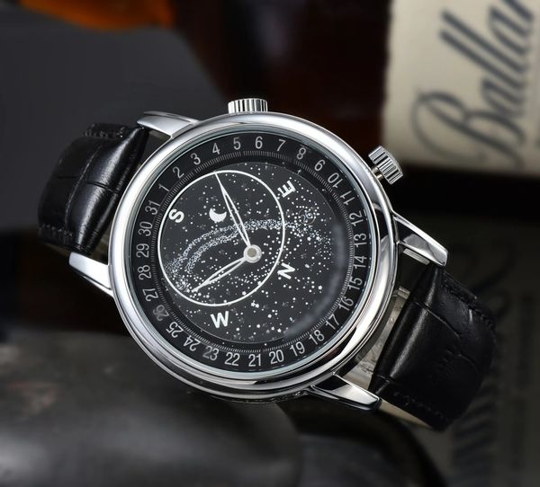 U1 Erstklassige AAA-Luxus-Herrenmode-Edelstahl-Armbanduhr, Himmel-Mondphase-Automatikwerkuhren, transparente Herren-Armbanduhren mit Hintergrund