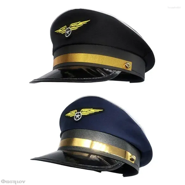 Fontes de festa traje polícia marinheiros capitães vôo 58cm barco aeronave atendente chapéu capitão chapéus vestir-se piloto cosplay boné