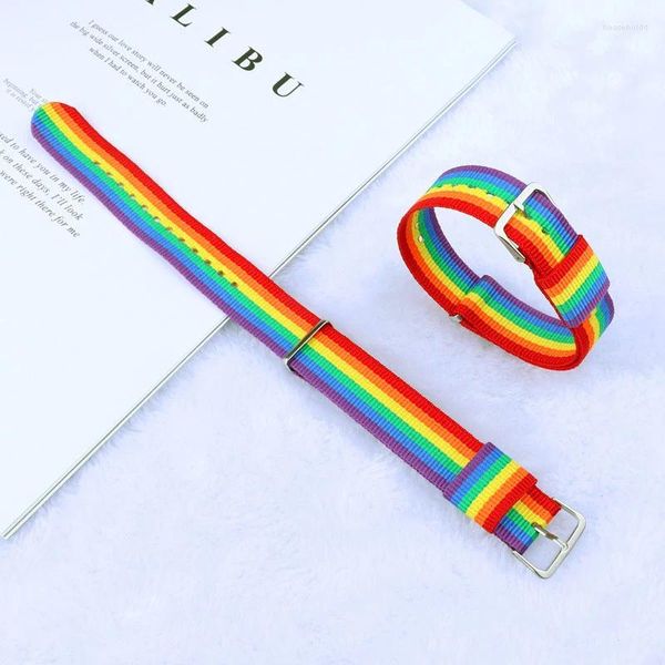 Strand casais arco-íris pulseira gay personalidade amizade jóias presente masculino feminino ajustável colorido casal