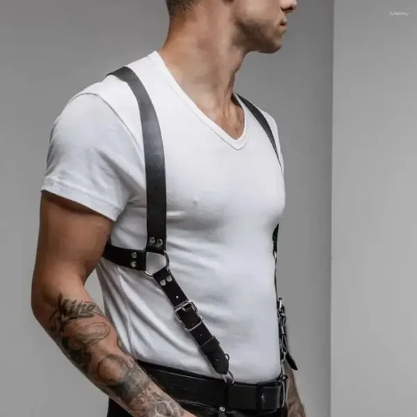 Reggiseni Set Gay Rave Harness Uomo Petto in pelle Fetish Regolabile Sessuale Corpo Bondage Cingoli Cinture Abbigliamento per la notte Clubwear