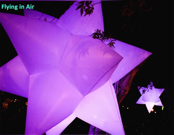 2m 6,5ft Großhandel Custom Air Star Mehrfarbige aufblasbare Lichtparty dekorative hängende Sterne