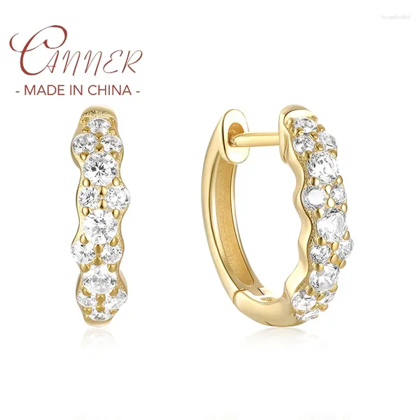 Brincos de argola canner s925 prata esterlina cristal zircão para mulheres meninas moda ouro orelha fivela jóias de casamento presentes huggie