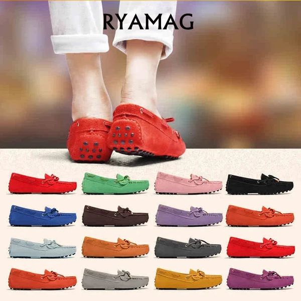 RYAMAG Schuhe Mokassins Frauen 100% Echtes Leder Frauen Flache Schuhe Casual Loafers Frauen Flache Schuhe Dame Schmetterling-knoten 240129