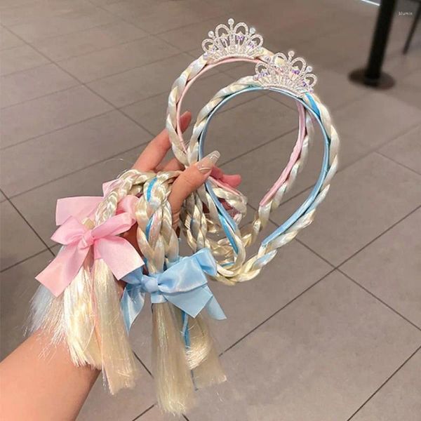 Acessórios de cabelo princesa bandana floco de neve tiara peruca trança coroa hairband cosplay meninas festa de aniversário crianças diy