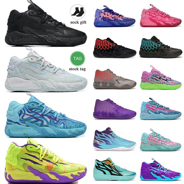 Venda quente designer lamelo bola sapatos de basquete mulheres homens mb02 mb03 rick e morty rainha cidade fade galáxia ano novo lunar jade mocassins esporte tênis formadores