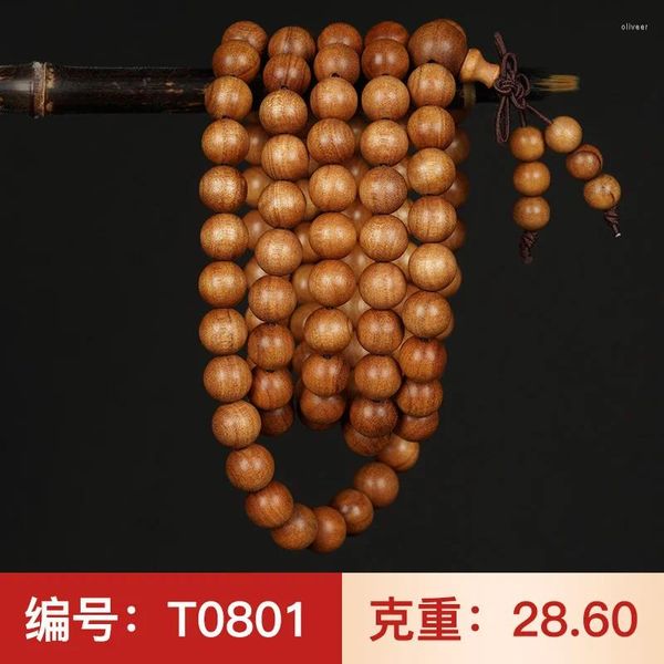 Pulseira de sândalo Strand Mysore Laoshan, masculina e feminina, carne vermelha, material antigo, contas de Buda Wendai, 108 pulseiras