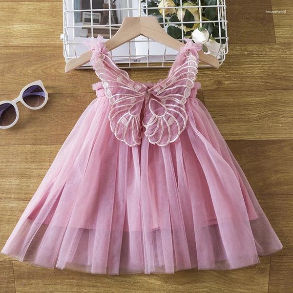 Mädchen Kleider Sommer Kinder Mädchen Prinzessin Kleid 1-5T Baby Mesh Geburtstag Hochzeit Party Schmetterling Flügel Sommerkleid Hosenträger lässige Kleidung