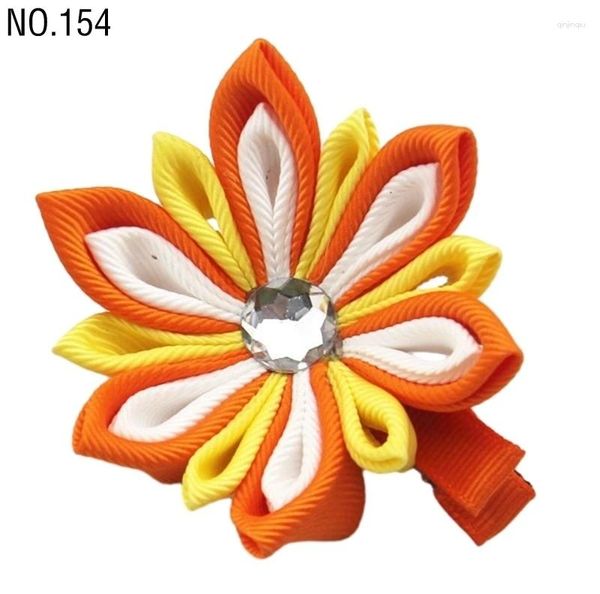 Haarschmuck 24 Stück 3 Zoll große Kanzashi-Clips für Mädchen Blumenschleifen Kinder