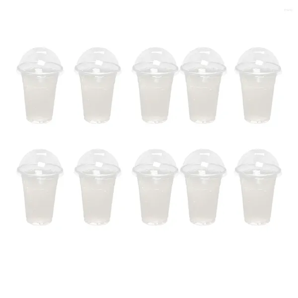 Copos descartáveis canudos 50 pcs 500ml plástico transparente com tampas de cúpula de furo para chá suco de frutas tampas de leite