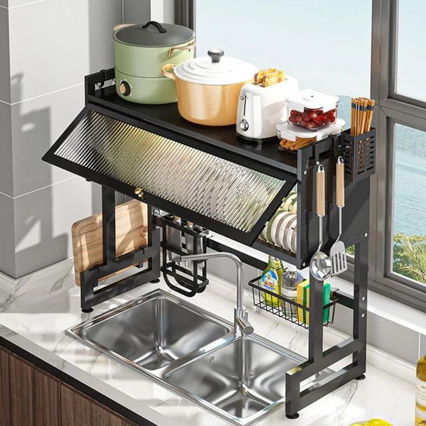Mutfak Depolama Yemeği kurutma rafı lavabo drenajı üzerinde büyük kesim standı eşyaları tutucu tutucu raf kasesi